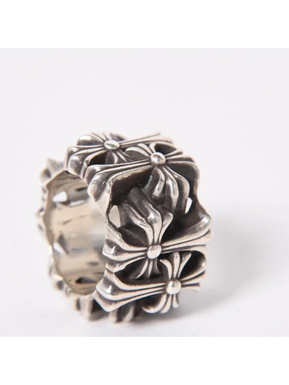 Chrome Hearts Cemetery Square Ring CH Cross 925 Sterling Silver